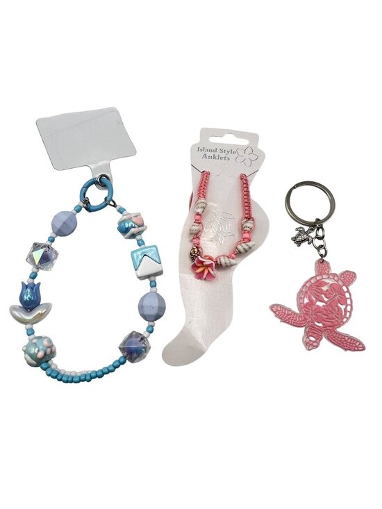 Accessories - Cute Kawaii Accessory Lot Bag Charm Keychain Anklet Beach Turtle Gift Bundle